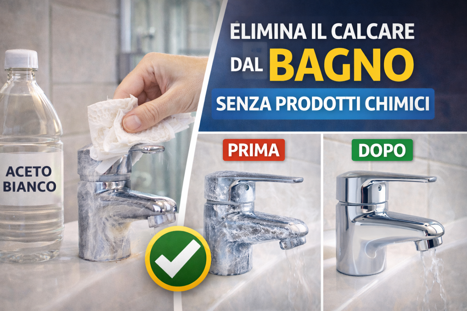 Il trucco per eliminare il calcare dal bagno senza prodotti chimici