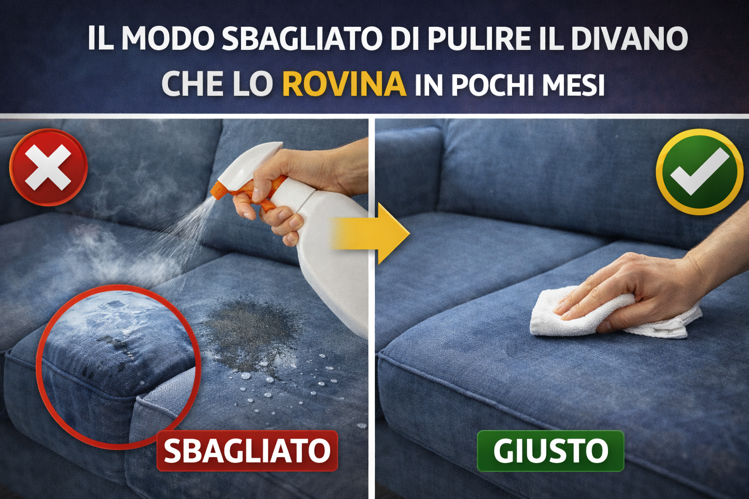 Il modo sbagliato di pulire il divano che lo rovina in pochi mesi